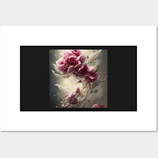 Pink Floral and Lace Posters and Art